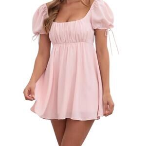 Lucy in the Sky Leilani Pink Chiffon Babydoll Dress - Size Small